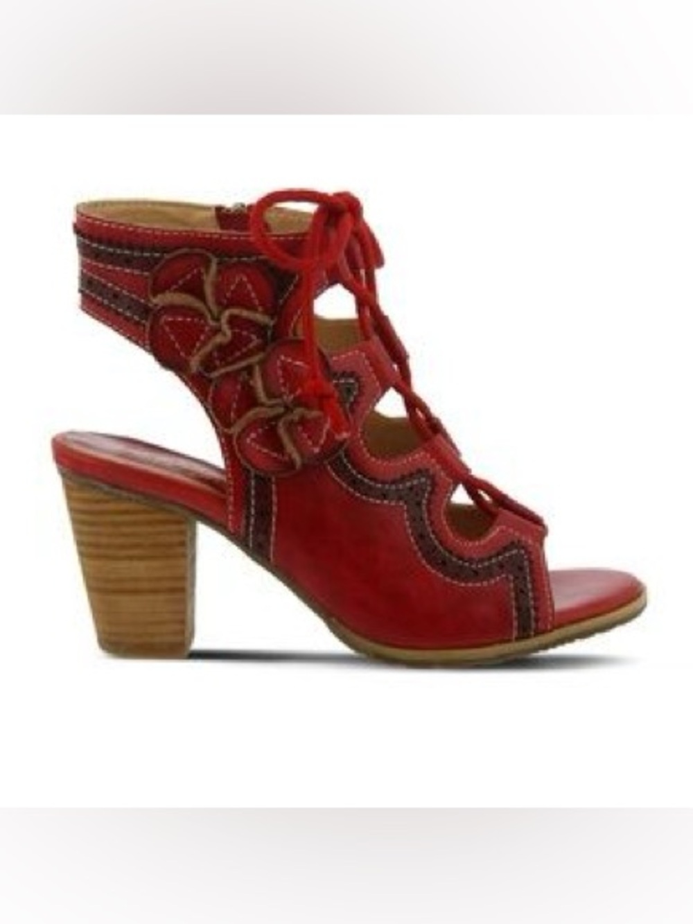NWOB L'Artiste Alejandra Lace Up Sandals in Red Size 37